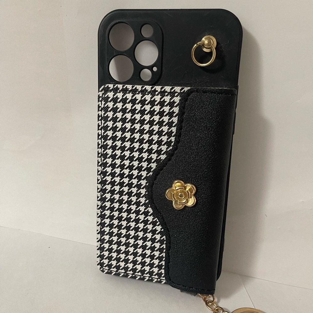 Plaid Camellia Coin Purse Is Suitable for Apple iPhone 12